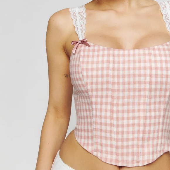 Reformation Brigitta Linen Top in Blush Check! Size 6! New with tags! - Picture 4 of 4